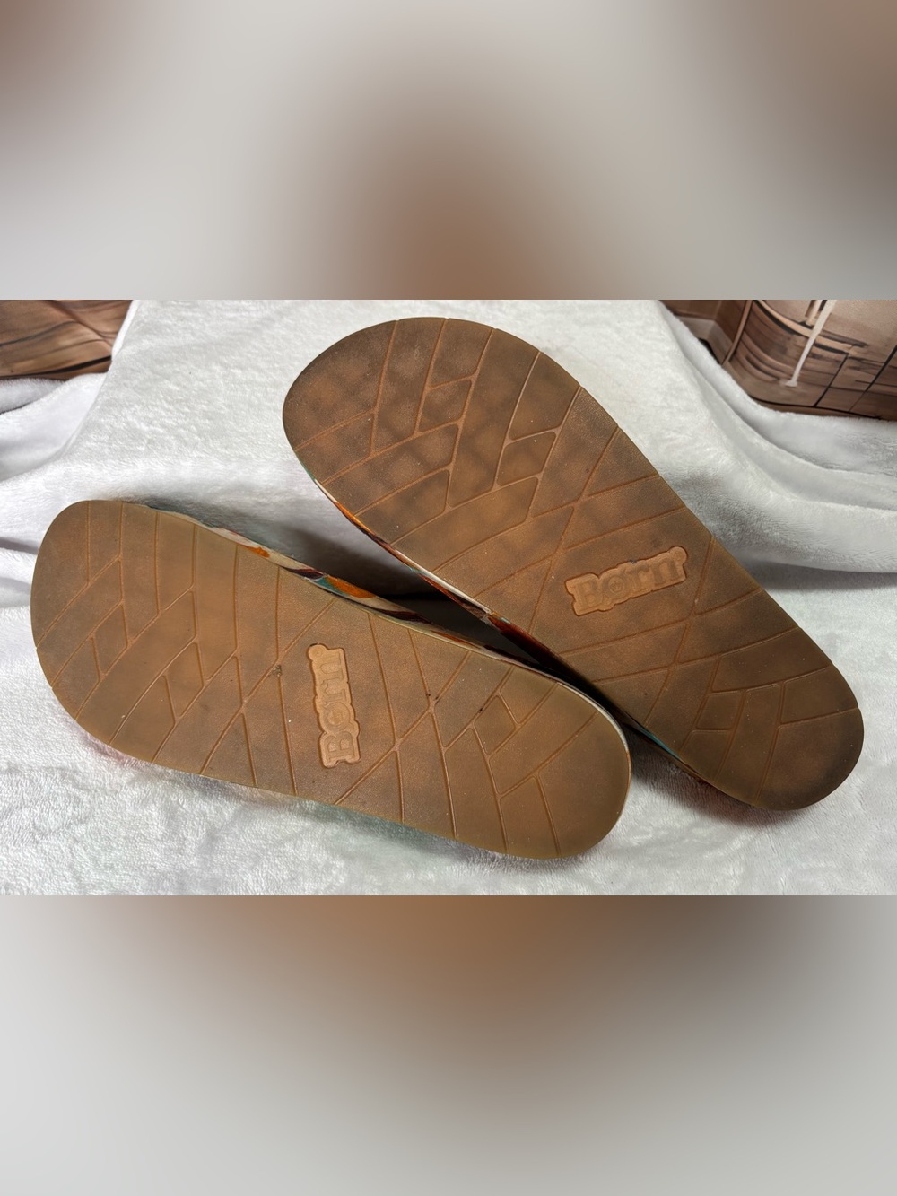 Born Sharr Multicolor Fabric Platform Slide Sandals Cork Wedge Women's Size 10 - Picture 11 of 16